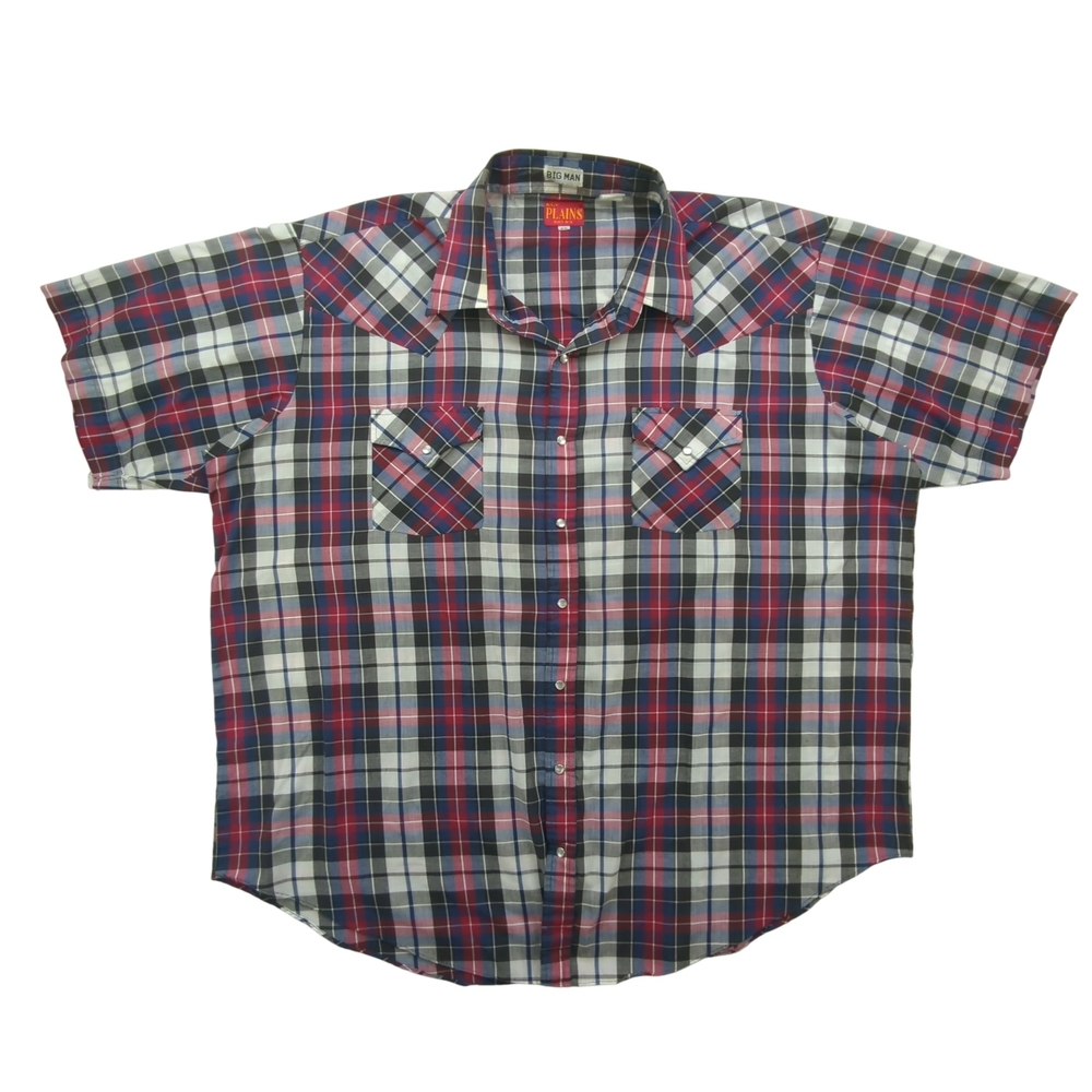 Vintage Ely Plains Shirt Mens 2XL Plaid Pearl Snap Western Cowboy Big Man 90s